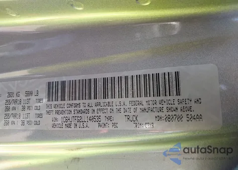 2020 Jeep Gladiator Overland 4X4 z USA, uszkodzony, nr VIN 1C6HJTFG2LL140535